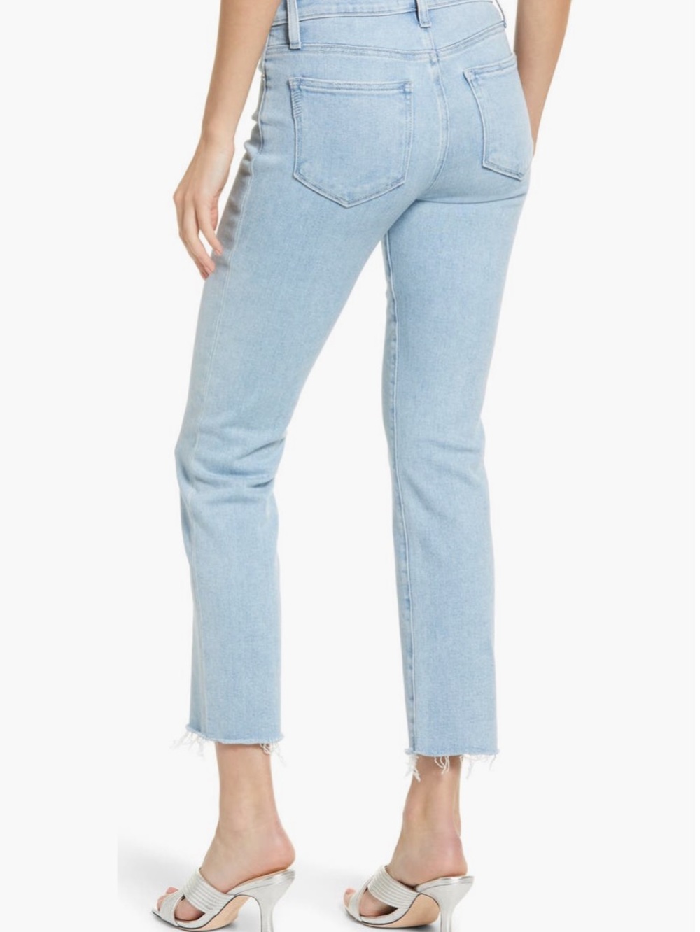 PAIGE Amber Raw Hem Ankle Straight Jeans - Light Blue - Picture 4 of 7